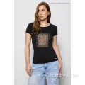 Womens Basic Leopard Print Short Sleeve T-Shirt